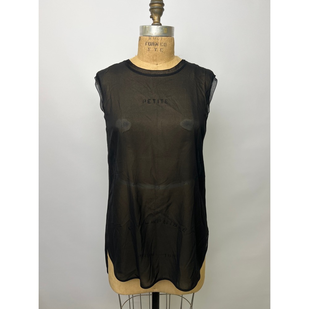 Vince Black Silk Blend Sheer Sleeveless High Low Hem Top Small NWT